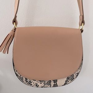 Snakeskin Saddle Crossbody Bag